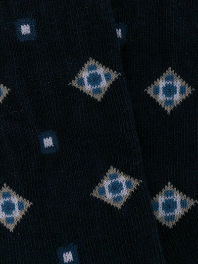 Altea Geometric Print Mid-length Socks In Blue