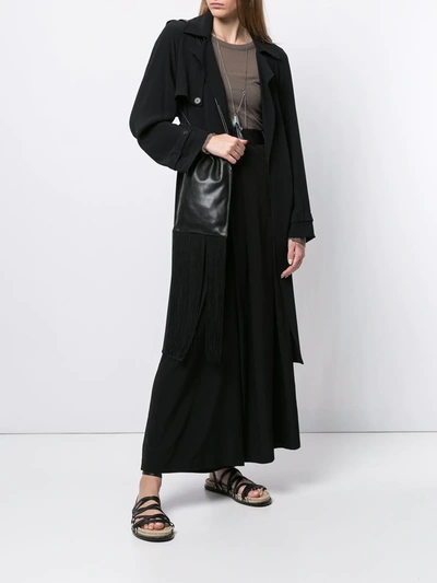 Shop Yohji Yamamoto Belted Wide-leg Trousers In Black