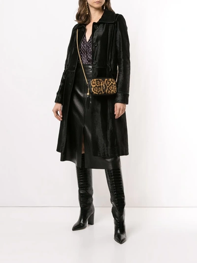 Pre-owned Celine  Textured Knee-length Coat In Black