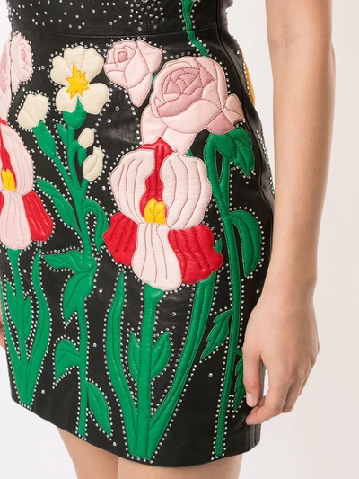 Pre-owned Gucci Rose Patches Strapless Dress In Black