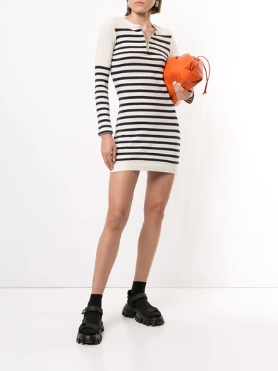 Pre-owned Celine  Striped Knitted Dress In White