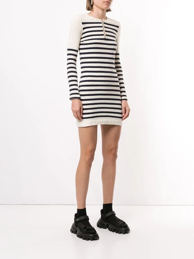 Pre-owned Celine  Striped Knitted Dress In White