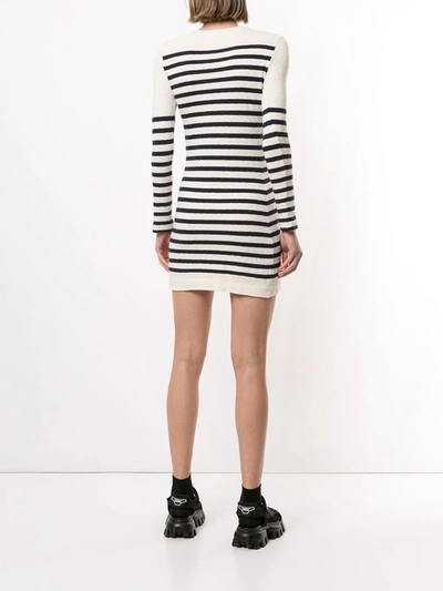 Pre-owned Celine  Striped Knitted Dress In White