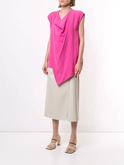 Pre-owned Celine  Asymmetric Sleeveless Blouse In Pink