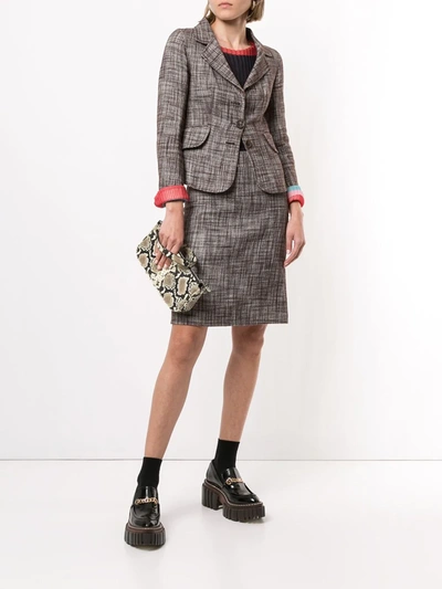 Pre-owned Celine  Notched Lapels Skirt Suit In Brown