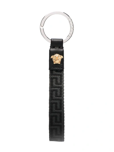 Shop Versace Medusa Key Chain In Black