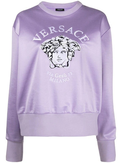 Shop Versace Medusa-print Sweatshirt In Purple