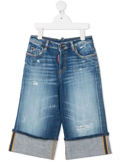 Shop Dsquared2 Ripped-detailing Cropped Jeans In Blue