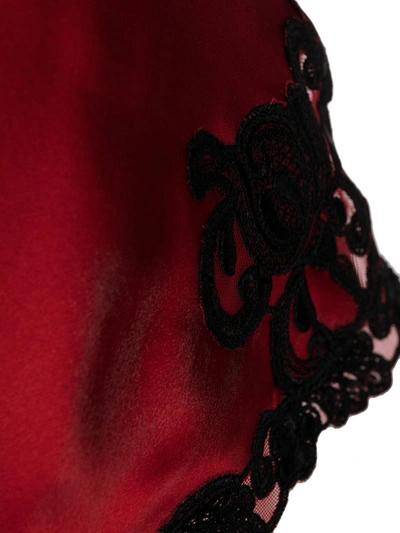 Shop La Perla Lace-trimmed Silk Shorts In Red