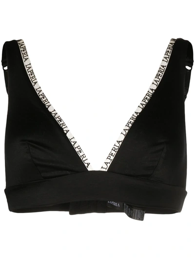 Shop La Perla Logo-print Triangle Bra In Black