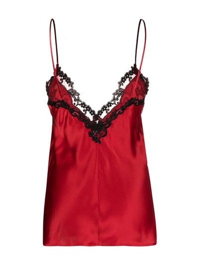 Shop La Perla Maison Lace-trimmed Slip Dress In Red