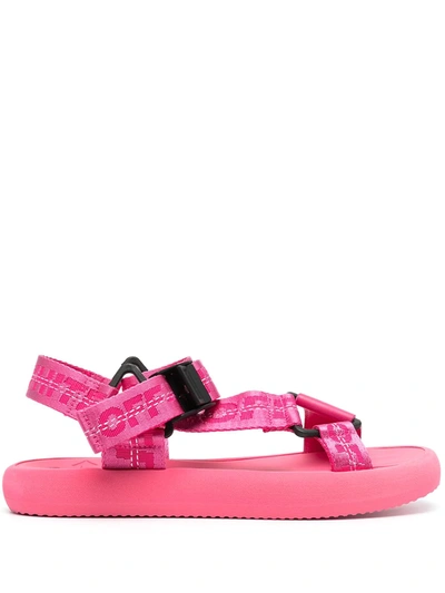 Shop Off-white Trek Flat Logo Sandals In Pink