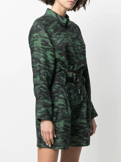 Shop Solid & Striped Camouflage-print Cropped Shirt In Green