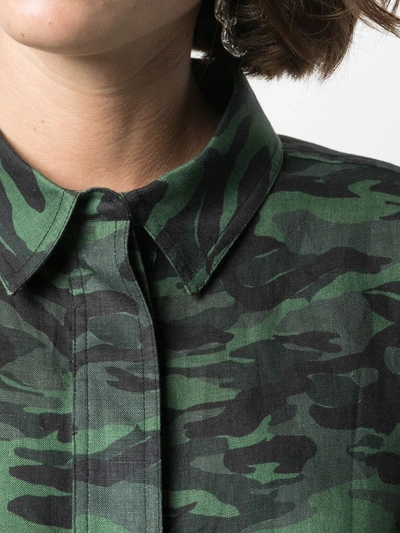 Shop Solid & Striped Camouflage-print Cropped Shirt In Green