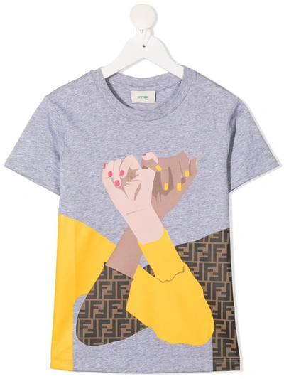 Shop Fendi Pinky Promise-print T-shirt In Grey