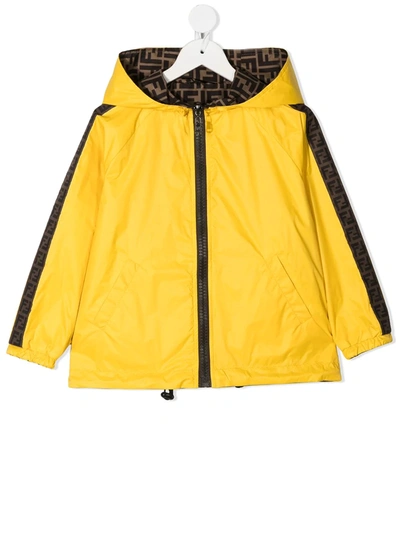 Shop Fendi Reversible Double-f Hooded Jacket In Yellow