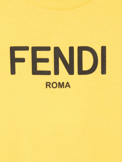 Shop Fendi Logo Print T-shirt In Yellow