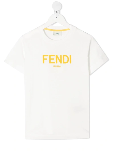 Shop Fendi Logo Print T-shirt In White