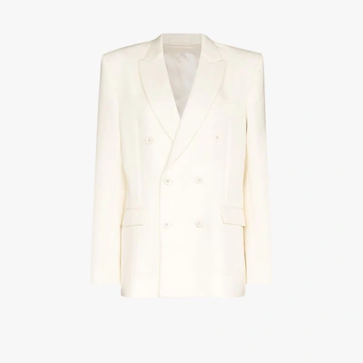 Shop Wardrobe.nyc White Double-breasted Wool Blazer