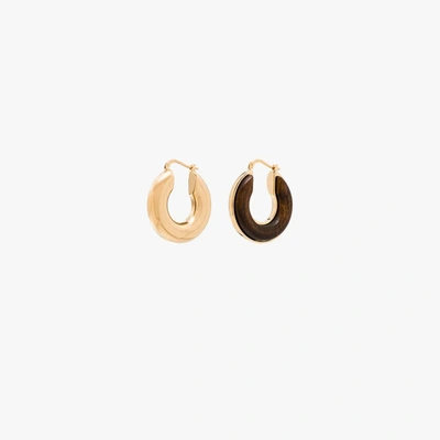 Shop Jil Sander Gold Tone Wood Hoop Earrings