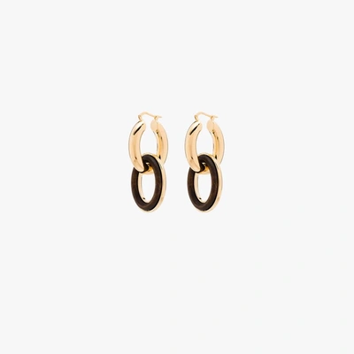 Shop Jil Sander Gold Tone Eclipse Double Hoop Earrings