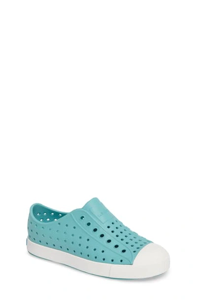 Shop Native Shoes Jefferson Water Friendly Slip-on Vegan Sneaker In Vivid Blue/shell White