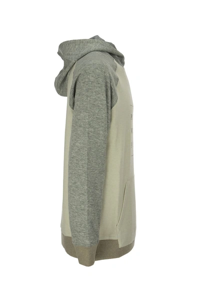 Shop Brunello Cucinelli Cashmere And Cotton French Terry Color Block Sweatshirt With Hood In Ivory