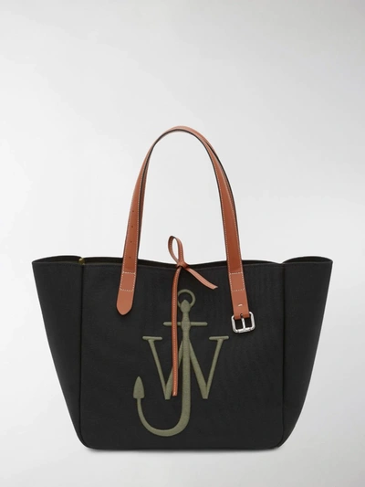 Shop Jw Anderson Logo-embroidered Tote Bag In Black