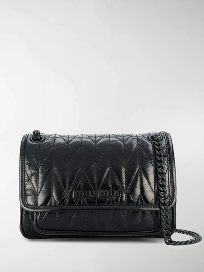 Shop Miu Miu Small Chain-strap Stitched Shoulder Bag In Black