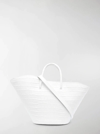 Shop Little Liffner Open Tulip Tote Bag In White