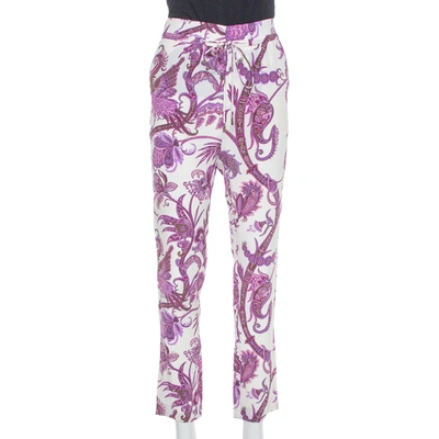 Pre-owned Gucci Purple Abstract Paisley Printed Silk Waist Tie Detail Pants S
