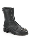 JIMMY CHOO Hatcher Embellished Leather Combat Boots