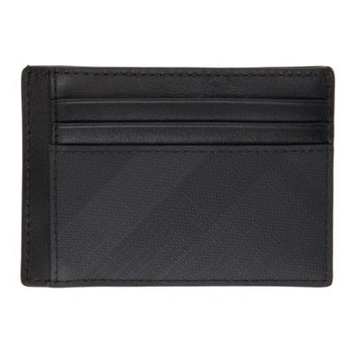Shop Burberry Grey London Check Money Clip Card Holder In Dark Charco