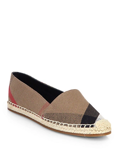 Burberry Hodgeson Check Canvas Espadrille Flats In Classic