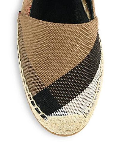 Shop Burberry Hodgeson Check Canvas Espadrille Flats In Classic