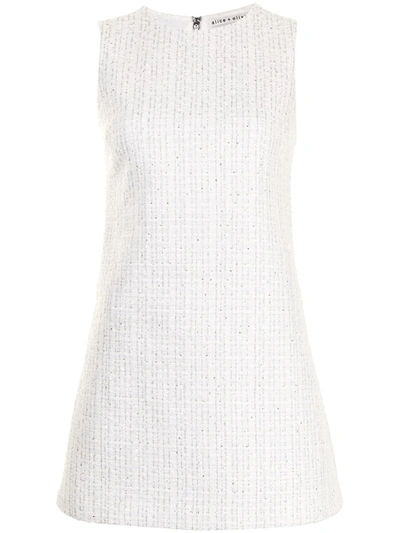 Shop Alice And Olivia Coley Bouclé Mini Dress In White