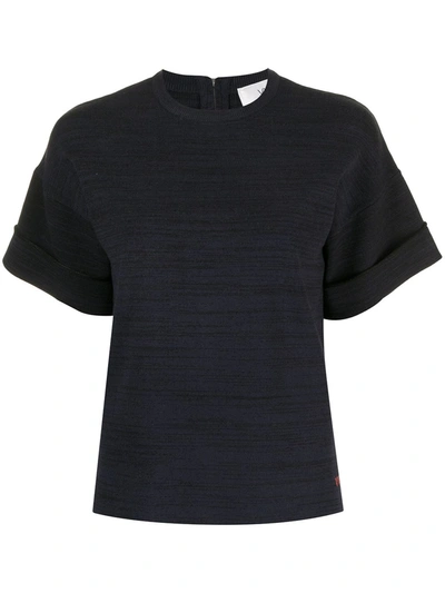 Shop Victoria Victoria Beckham Knitted Cotton T-shirt In Black