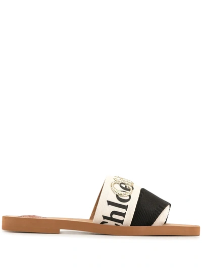 Shop Chloé Woody Two-tone Slides In Brown