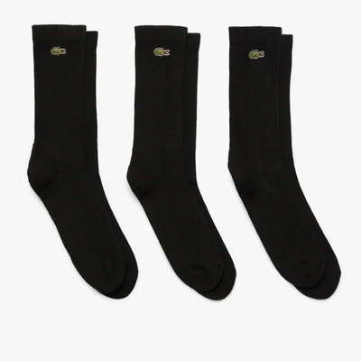 Shop Lacoste Men's Three-pack Of  Sport High-cut Cotton Socks In Black