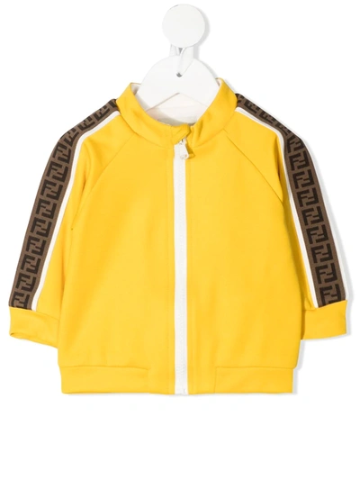 Shop Fendi Ff Logo Sleeve Jacket In 黄色