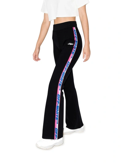 Shop Off-white Logo-tape Flared Track Pants In Black