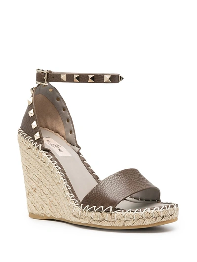 Shop Valentino Rockstud Leather Wedges