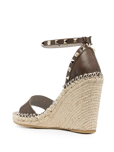 Shop Valentino Rockstud Leather Wedges