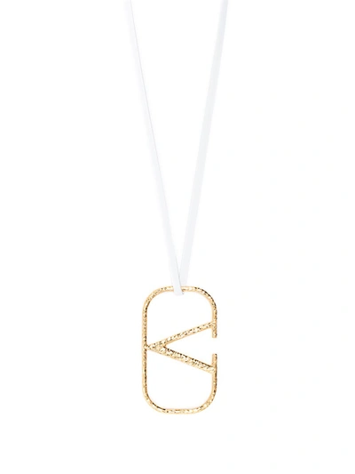 Shop Valentino Vlogo Necklace In White