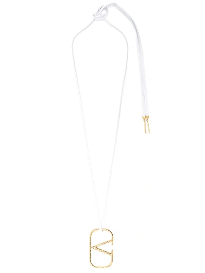 Shop Valentino Vlogo Necklace In White