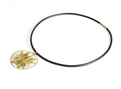 Shop Stefano Patriarchi Designer Necklaces Etched Golden Silver Small Loto Choker In Doré
