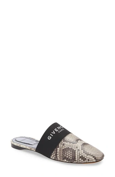 Shop Givenchy Bedford Logo Mule In Stone Grey