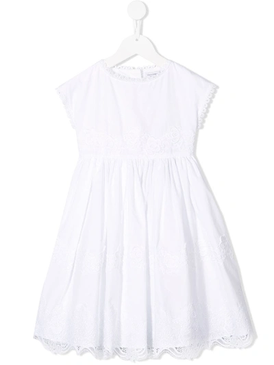 Shop Dolce & Gabbana Lace Trim Dress In White