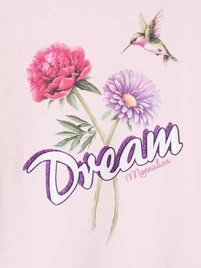 Monnalisa Dream Print Sweatshirt Dress In Pink