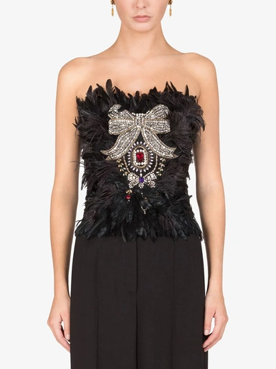 Shop Dolce & Gabbana Embellished Strapless Bustier In Black